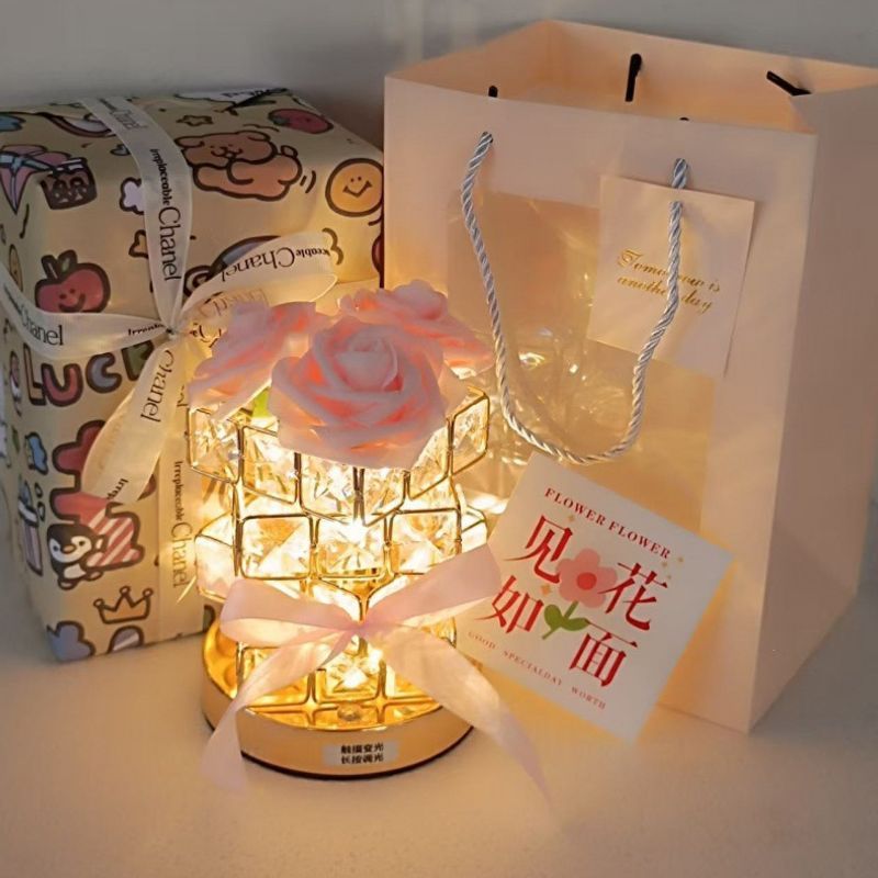 [Papel de Regalo] Bolsa de Regalo Farol de Rosas con Guirnalda de Luces