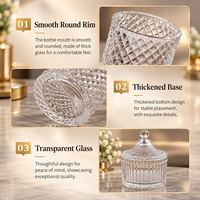 Pot à bougie en verre gaufré de luxe de 200 ml avec couvercle, support à bougie vintage en cristal, récipient vide pour la décoration intérieure, vente en gros