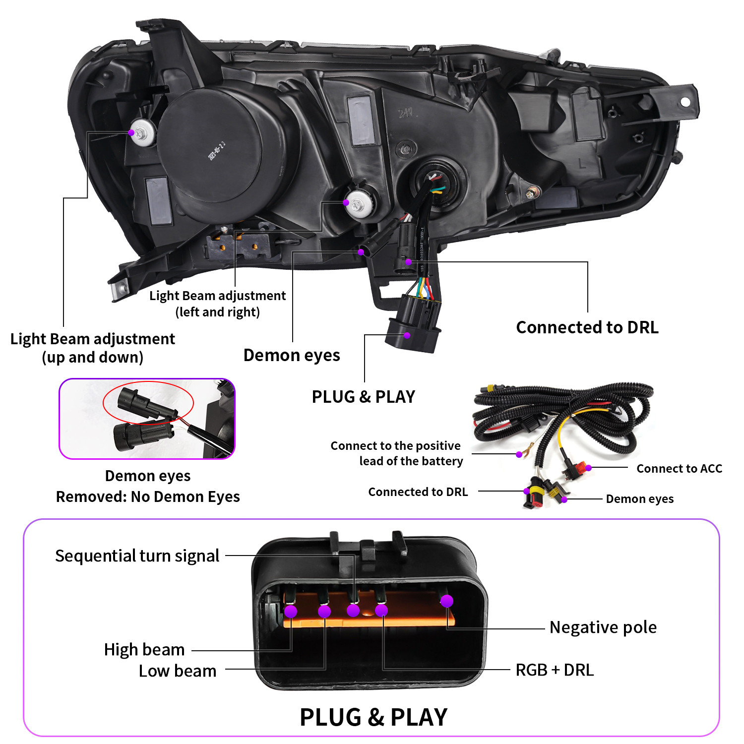 アーチャ Amazon.com: PSLER Front Headlight Head lamp light Assemblies