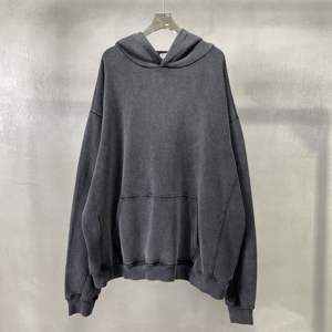 Oversized Box Fit Cropped Custom Print Grafisch 600G Katoenen Badstof Steen Wassen Zwarte Hoodie Gesneden En Naai Productiebedrijf H-217 - Product Image 3