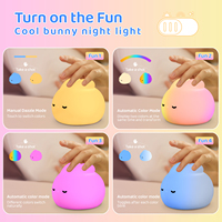 Lampe de nuit intelligente pour bébé, en silicone souple, à changement de couleur LED rechargeable, décoration de salon, lapin mignon RGB