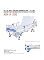 Lit médical Eusokon EU-HC630 pour hôpital et domicile, avec 3 fonctions, possibilité de retourner les jambes, 4 roulettes luxueuses, garantie 1 an