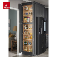 Armoire de cuisine Alland New Haven en érable Earl Grey et érable Sea Salt Boardwalk avec placard latéral haut, modèle Appaloosa
