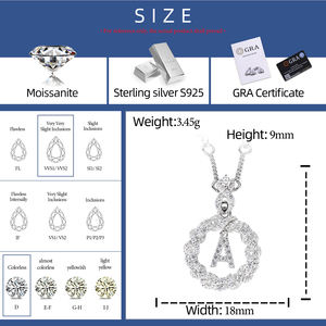 Moda Moissanite inicial a colgante collar 925 plata esterlina VVS diamante redondo Halo círculo joyería colgante para hombres y mujeres - Product Image 6