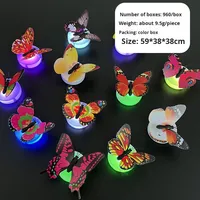 DAMAI Veilleuse LED Papillon Colorée en Plastique, Autocollants Muraux 3D à Coller, Idéale pour l'École, la Rentrée Scolaire, Noël, le Nouvel An