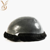 Prothèse capillaire pour homme en cheveux naturels indiens Remy de 0,03 mm, ultra-fine, avec base complète en PU, système de remplacement capillaire, ondulation naturelle, 6 pouces