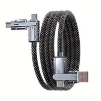 Cable de Carga Rápida 4 en 1 de Nailon Trenzado 5A 100W para Teléfono Móvil, Cable de Datos USB