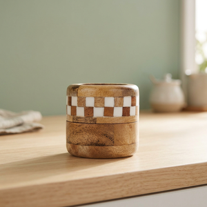 Quemador de Incienso de Madera Hecho a Mano, Diseño de Tablero de Ajedrez Redondo, Difusor Aromático para Uso en Todas las Estaciones, Decoración para el Hogar para Ramadán y Eid - Product Image 1