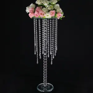 MH-TZ0179 hanging beads crystal center pieces wedding table crystal flower stand