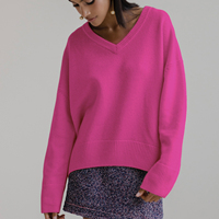 Herbst Winter Langarm V-Ausschnitt solide gestrickte Pullover Mode Frauen Pullover Tops