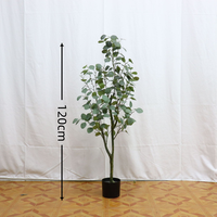 Arbre d'eucalyptus artificiel décoratif de 120 cm, pour mariage, intérieur/extérieur, usage commercial, plante en plastique écologique