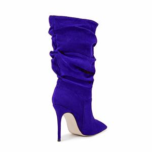 Offres Spéciales Slouch sans lacet femmes chaussette <span class=keywords><strong>bottes</strong></span> Faux <span class=keywords><strong>daim</strong></span> Sexy talon haut dames hiver mi-mollet <span class=keywords><strong>bottes</strong></span> - Product Image 6