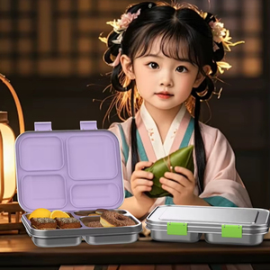 กล่องข้าวสแตนเลส Aohea ปลอดสาร BPA เป็นมิตรกับสิ่งแวดล้อม ชุดกล่องข้าวสำหรับเด็กนักเรียน - Product Image 5