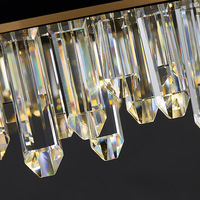 Lustre pendentif en cristal moderne rectangle noir anneau rond Led cercle sur îlot de cuisine