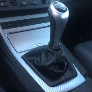 Funda Protectora para Palanca de Cambios para BMW Serie 3, Cuero Negro con Costuras Rojas y Azules, Juego de Fundas para Palanca de Cambios y Freno de Mano - Product Image 4