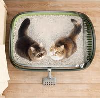 Litière semi-fermée pour chat en gros, grande capacité, toilette pour chat en plastique de haute qualité avec accessoires, produits pour chats