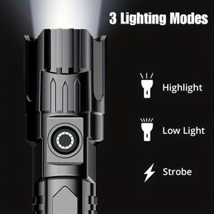 ไฟฉายโฟกัส ABS ไฟฉาย LED ขนาดเล็กสำหรับใช้งานกลางแจ้งแบบมัลติฟังก์ชั่นซูมแบบพกพาความสว่างสูงระยะ 100 เมตร - Product Image 3