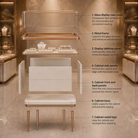 Comptoir de présentation de bijoux personnalisé avec éclairage LED, vitrine de luxe en verre pour magasin de bijoux, mobilier de magasin de détail