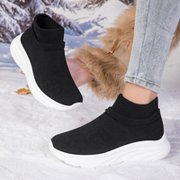 Bottes mi-montantes à enfiler pour femme, à semelle épaisse et plateforme, pour l'hiver/l'automne - Chaussures de marche douces, chaudes, confortables et résistantes aux chocs pour usage quotidien
