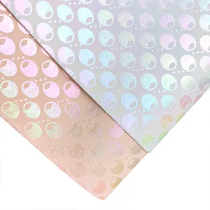 Bubble Holographic Laser Reflective Effect PU Synthetic Leather Fabric Sheet for Making Bag Shoe