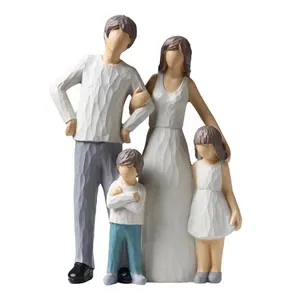 Resin a family of four parent-child family happy home statue
