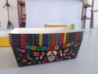 Caja de papel Kraft desechable, embalaje en forma de barco para pinchos fritos, aperitivos de pollo, descuento gratuito para patatas fritas de pollo