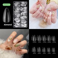 AILLSA - Puntas de Uñas Acrílicas Medianas en Forma de Almendra, 15 Tamaños, 120 Piezas, Cobertura Completa, Semi-Mate, para Aplicación con Presión, Uso en Casa y Salón