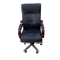 Chaise de direction en bois massif, chaise pivotante de conférence, chaise de patron de luxe en cuir véritable, chaise d'ordinateur de bureau à domicile haut de gamme