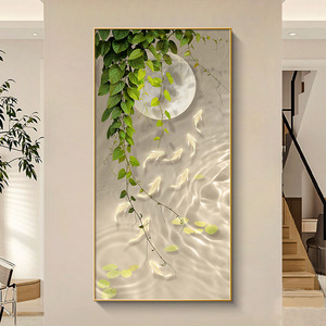 SQ vides verdes peces nadando bajo la luna arte de la pared animado e interesante lienzo impresión pintura para la decoración moderna del hogar - Product Image 3