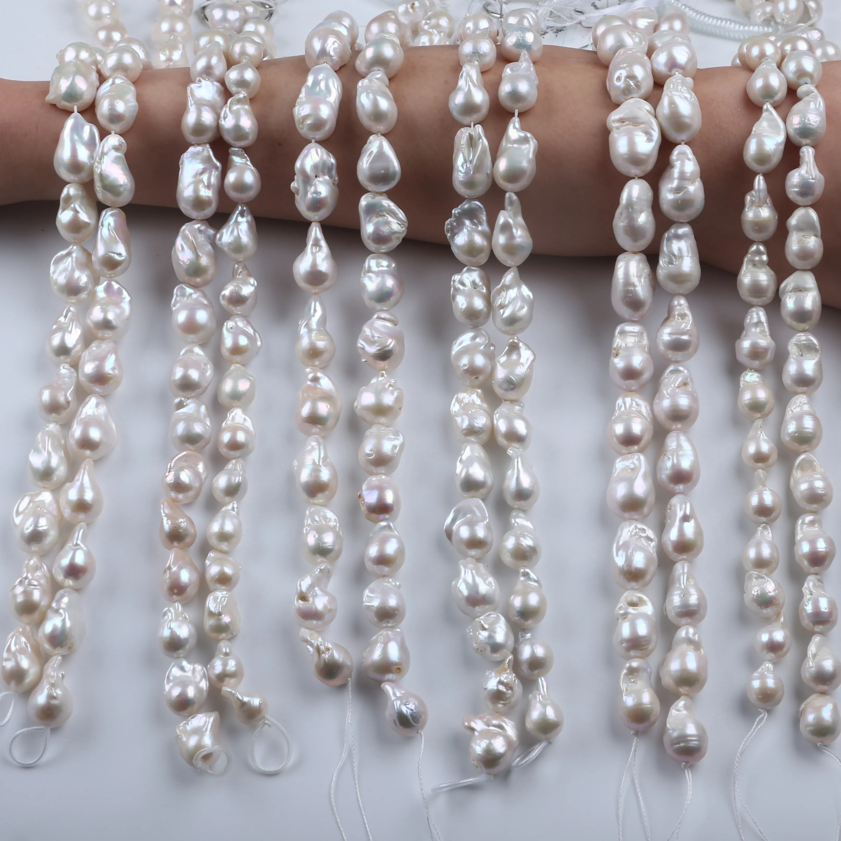 12-21mm AAAA AAA AA A B C Natural White Real Loose Fresh Water Fireball Huge Large Baroque Pearl Strand For Jewelry Making