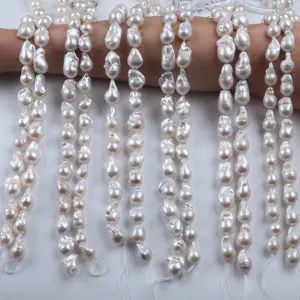 12-21mm AAAA AAA AA A B C Natural White Real Loose Fresh Water Fireball Huge Large Baroque Pearl Strand For Jewelry Making