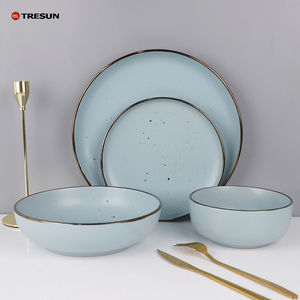 16 Pcs Premium Chinaware <b>Set</b> Ceramic Dinner <b>Sets</b> Matte Raw Edge <b>Speckled</b> <b>Dinnerware</b> <b>Sets</b> - Product Image 1