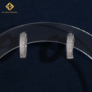 Pendientes Redondos de Lujo Estilo Hip Hop con Diamantes Cultivados en Laboratorio, Certificado NGTC, Chapados en Plata de Ley 925 - Product Image 2