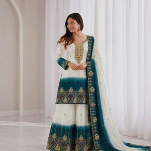 Moda elegante indio Salwar trajes para adultos Gharara Punjabi chica Sarara estilos invierno venta al por mayor mujeres vestido diseños - Product Image 1