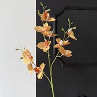 Bunga Anggrek Phalaenopsis Buatan 3D-printed 3-prong, Kualitas Tinggi, Terasa Realistis, Gaya Nordik, untuk Dekorasi Rumah dan Ruang Tamu
