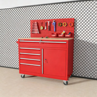 Gabinete de Almacenamiento de Herramientas Rodante de Metal Negro Industrial, Caja de Herramientas con Cerradura para Mecánicos, para Taller