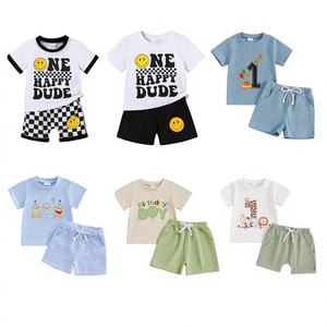 ชุดเสื้อผ้าเด็กผู้หญิงสองชิ้น ผ้าฝ้าย แขนสั้น ชุดฤดูร้อนสำหรับเด็กวัยหัดเดิน ผลิตในกวางตุ้ง - Product Image 1