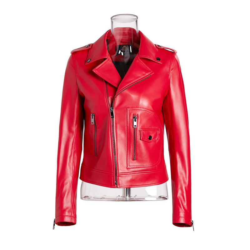 Chaqueta de mujer de piel de oveja acolchada clásica que combina