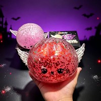 Jouet Squishy Halloween Ange-Diable Rempli de Liquide et de Paillettes, Forme Aile d'Ange et Chignon de Diable pour Pétrir, Presser et Soulager le Stress