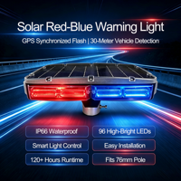 Feux stroboscopiques solaires rouge-bleu, lumière d'avertissement synchrone GPS Beidou pour garde-corps de route