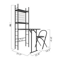 Table de cuisine pliante, ensemble de salle à manger avec cadre en métal et étagère de rangement, Table de Bar et chaises pour appartement, cuisine