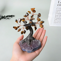 Statue d'arbre à monnaie en cristal de géode d'améthyste naturelle faite à la main en gros pour l'équilibrage des chakras