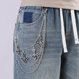 <b>Cross</b> Waist <b>Chain</b> Zinc Alloy Multi Layer Hip Hop Casual Pants <b>Chain</b> Red Inverted <b>Cross</b> Pendant - Product Image 2