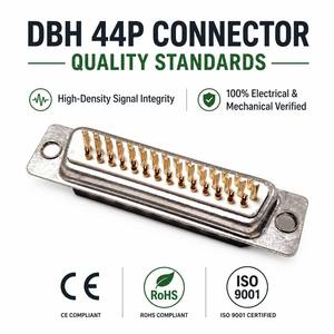 Connecteur DBH 44P <span class=keywords><strong>HD44</strong></span> mâle D-Sub haute densité, prise à souder, plaqué or, blindé, adaptateur de port série pour équipement industriel - Product Image 1