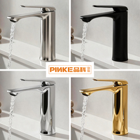 Keran Wastafel Modern Satu Lubang Satu Gagang Bahan Zinc Alloy Inti Keramik Lapisan Chrome Poles Terpasang di Atas Meja Pengatur Air Panas/Dingin