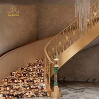 Garde-corps de luxe en laiton et aluminium résistant à l'eau, incrusté de pierre précieuse vert paon, pour escalier et balcon de villa-hôtel de style français et européen, personnalisable