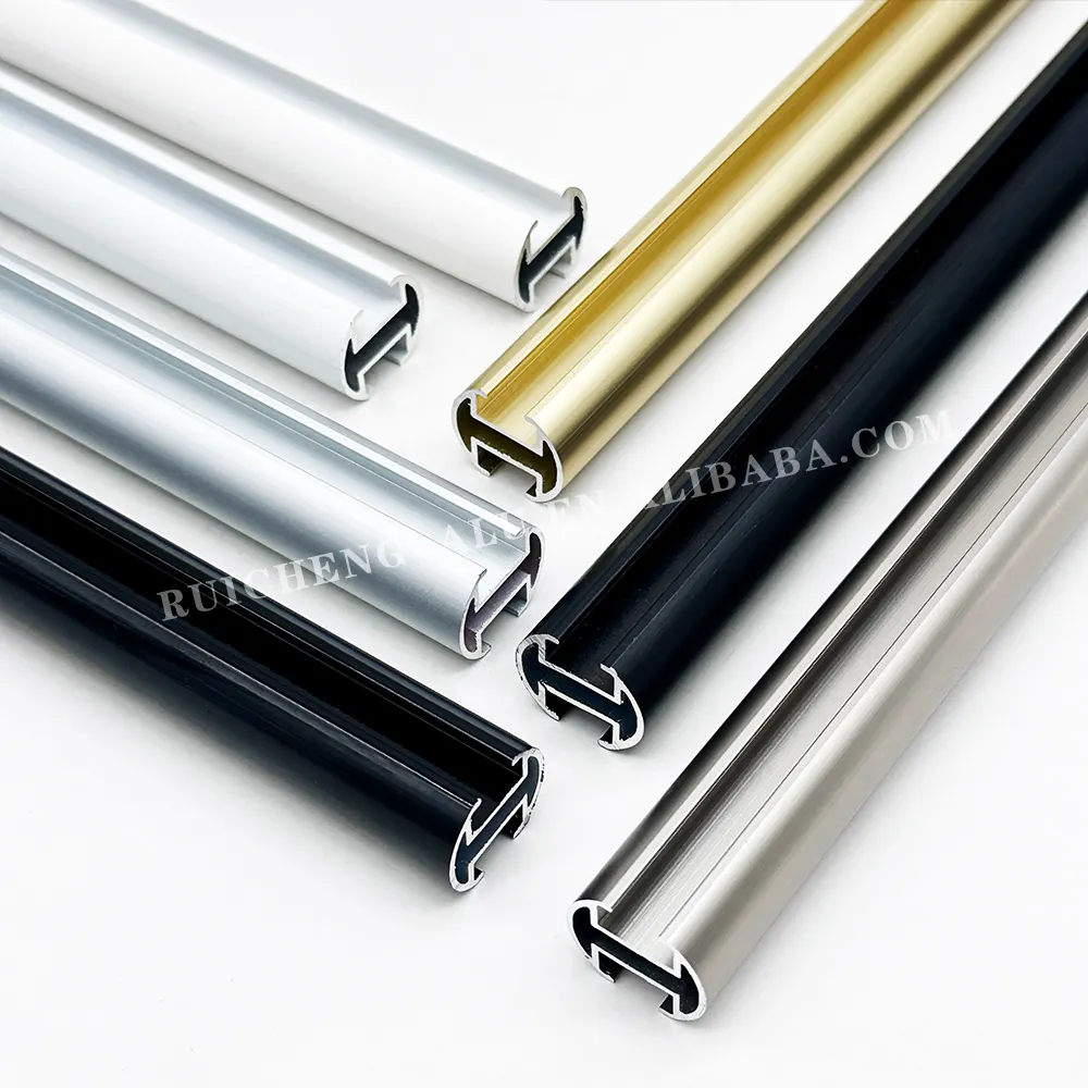 6063 T5 anodizado alumínio liga extrusão tubo oco cortina tubos Rod Track Profile