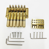 Premium Headless Brass 6 String Guitar Bridge Tailpiece for Electric Guitar With String Lock Gold Electric Guitar Accessories