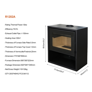 Poêle à bois moderne de style minimaliste 12 kW, écologique, pour villa et appartement - Product Image 5