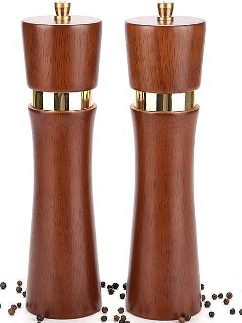 set of 2 adjustable coarseness wooden salt and pepper grinder